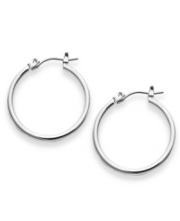 Less is more! Style&co.'s small hoop earrings are sure to become a go-to item in your jewelry collection. Whether you wear them to work or on weekends, they'll never go out of style. Made in silver tone mixed metal. Approximate diameter: 1 inch.