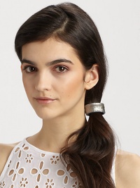 A simply chic design in supple leather, perfect for dressing up any ponytail. Leather/elasticSuede linedMade in the USA A simply chic design in supple leather, perfect for dressing up any ponytail. Leather/elasticSuede linedMade in the USA