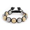 Bling Jewelry Silver Gold Crystal Ball Shamballa Inspired Bracelet 12mm