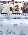 Ralph Lauren Twin Comforter Ellis University Chambray Stamp Print Collection