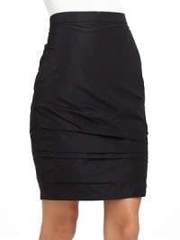 THE LOOKNarrow waistbandRuched bodySide zipper with hook-and-eyeTHE FITAbout 25 from shoulder to hemTHE MATERIAL59% polyester/41% acetateFully linedCARE & ORIGINDry cleanMade in Italy THE LOOKNarrow waistbandRuched bodySide zipper with hook-and-eyeTHE FITAbout 25 from shoulder to hemTHE MATERIAL59% polyester/41% acetateFully linedCARE & ORIGINDry cleanMade in Italy