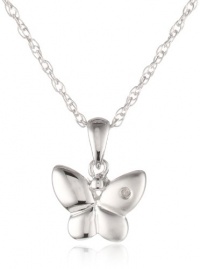 Sterling Silver Children's Butterfly Pendant Necklace 16+3 Extender