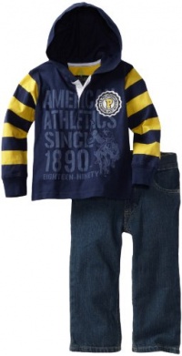 U.S. POLO ASSN. Boys 2-7 Hooded Top with Jean, Navy, 4T U.S. POLO ASSN. Boys 2-7 Hooded Top with Jean, Navy, 4T