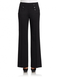 THE LOOKHigh-waistDecorative button detailsSide zip with button closureTHE FITRise, about 10Inseam, about 34THE MATERIALVirgin wool/elastaneCARE & ORIGINDry cleanImportedModel shown is 5'9 (175cm) wearing US size 4. THE LOOKHigh-waistDecorative button detailsSide zip with button closureTHE FITRise, about 10Inseam, about 34THE MATERIALVirgin wool/elastaneCARE & ORIGINDry cleanImportedModel shown is 5'9 (175cm) wearing US size 4.