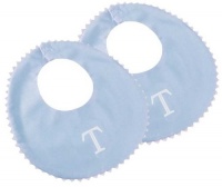 Princess Linens Garden Pique Bib, 2-pack - Baby Blue with White Rick Rack Trim-T Princess Linens Garden Pique Bib, 2-pack - Baby Blue with White Rick Rack Trim-T