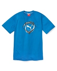 This crew neck logo tee from PUMA is a casual must-have for your sporty little one. This crew neck logo tee from PUMA is a casual must-have for your sporty little one.