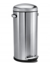 simplehuman 30-Liter /8-Gallon Round Retro Step Trash Can, Fingerprint-Proof Brushed Stainless Steel