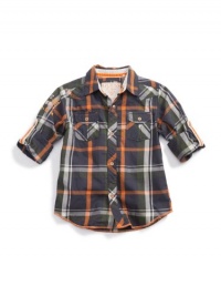 GUESS Kids Boys Pearson Shirt with Roll-Up Sleeves, PLAID (4) GUESS Kids Boys Pearson Shirt with Roll-Up Sleeves, PLAID (4)