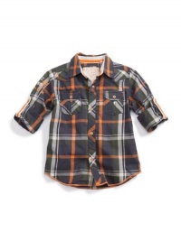 GUESS Kids Boys Pearson Shirt with Roll-Up Sleeves, PLAID (4)