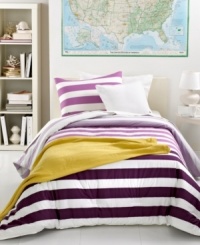 Give your bed a modern makeover with this Concordia Rose comforter set, featuring broad stripes in pale to dark pink hues and alternating white layers. Polished & preppy. It's classic Lacoste. Give your bed a modern makeover with this Concordia Rose comforter set, featuring broad stripes in pale to dark pink hues and alternating white layers. Polished & preppy. It's classic Lacoste.