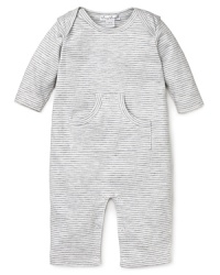 This essential everyday striped coverall features an envelope neckline and snaps at the neckline and legs for easy diaper changes. Tuck a binkie or extra bib in the cute kangaroo pocket. This essential everyday striped coverall features an envelope neckline and snaps at the neckline and legs for easy diaper changes. Tuck a binkie or extra bib in the cute kangaroo pocket.