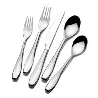 This stylish set includes eight, five-piece place settings plus one cold meat fork and one tablespoon. This stylish set includes eight, five-piece place settings plus one cold meat fork and one tablespoon.