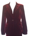 ANNE KLEIN Velvet Golden Sapphire 2-pc Jacket/Pant Suit-WINE-14P