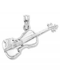 The perfect gift for your favorite violinist. Crafted in 14k white gold, this sweet violin charm features a polished design with intricate details. Chain not included. Approximate length: 3/4 inch. Approximate width: 9/10 inch.