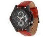 Guess Men's U15067G3 Red Leather Quartz Watch with Black Dial