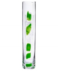 Like blades of grass, this Kosta Boda bud vase is straight, tall and full of life. A column of clear art glass streaked with texture and vivid green punctuates a room with modern artistry. Designed by Anna Ehrner. Like blades of grass, this Kosta Boda bud vase is straight, tall and full of life. A column of clear art glass streaked with texture and vivid green punctuates a room with modern artistry. Designed by Anna Ehrner.