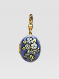 Sapphire-colored CRYSTALLIZED - Swarovski Elements sparkle on this handcrafted, hand-enameled birthstone locket that opens to hold a favorite photo. Crystal Enamel 18k goldplated brass & brass-plated pewter Month indicated on the back Length, about 1¼ Width, about 1 Spring clip clasp Made in USA Sapphire-colored CRYSTALLIZED - Swarovski Elements sparkle on this handcrafted, hand-enameled birthstone locket that opens to hold a favorite photo. Crystal Enamel 18k goldplated brass & brass-plated pewter Month indicated on the back Length, about 1¼ Width, about 1 Spring clip clasp Made in USA