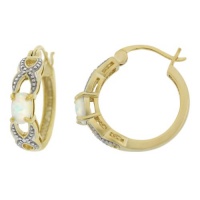 18k Yellow Gold Plated Sterling Silver Diamond-Accent Created-Opal Open XO Hoop Earrings 18k Yellow Gold Plated Sterling Silver Diamond-Accent Created-Opal Open XO Hoop Earrings