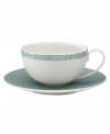 With a fresh, feminine feel and exceptional durability, the Lucille Teal tea saucer delivers lasting style to every day and occasion. A fanciful pattern inspired by 1950s lace trims creamy, contemporary porcelain from Denby.