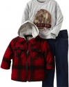 Nannette Baby-Boys Infant 3 Piece Grizzly Mountain Jacket Set, Red, 18 Months