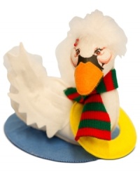Feather your nest. Count down 12 days of Christmas with the crafted details and literal whimsy of Annalee's Swans-A-Swimming figurine. Soft, flexible features allow for easy positioning. Feather your nest. Count down 12 days of Christmas with the crafted details and literal whimsy of Annalee's Swans-A-Swimming figurine. Soft, flexible features allow for easy positioning.