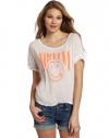 Chaser Women's Nirvana Acid Smiley Face Boxy Tee, Cream, Large