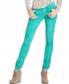 A bright green color updates these Free People skinny corduroys for a fashion-forward fall look!