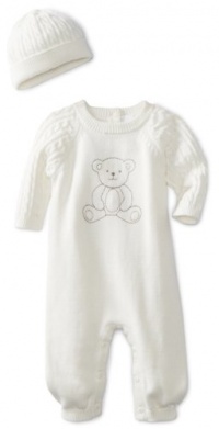 Little Me Baby-Boys Newborn Bear Sweater Coverall And Hat, White, 9 Months Little Me Baby-Boys Newborn Bear Sweater Coverall And Hat, White, 9 Months