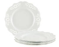 Gracie China, Victorian Rose Collection, 10-Inch Dinner Plate, White Fine Porcelain, Set of 4 Gracie China, Victorian Rose Collection, 10-Inch Dinner Plate, White Fine Porcelain, Set of 4