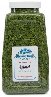 Harmony House Foods, Dried Spinach, Flakes, 4 Ounce Quart Size Jar