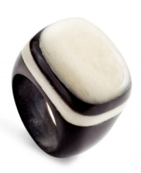 A real natural, this Heart of Haiti ring is crafted entirely by hand, combining black horn and ivory bone in a piece that makes a lasting impression. A real natural, this Heart of Haiti ring is crafted entirely by hand, combining black horn and ivory bone in a piece that makes a lasting impression.