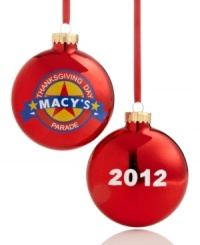 Start the holiday season off right with Macy's Thanksgiving Day Parade ornament, featuring the official logo on one side and the year on the reverse. Start the holiday season off right with Macy's Thanksgiving Day Parade ornament, featuring the official logo on one side and the year on the reverse.