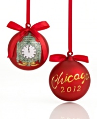 A time to cheer. Commit Christmas 2012 to memory with a glass ornament featuring the historic clock at Macy's State Street store. Shown front and back. A time to cheer. Commit Christmas 2012 to memory with a glass ornament featuring the historic clock at Macy's State Street store. Shown front and back.