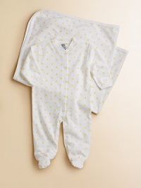 This printed blanket in soft pima cotton will snuggle baby with love and warmth. Machine wash Imported