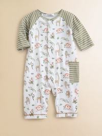 You'll go wild for this adorable, striped, soft cotton one-piece with a colorful animal print.CrewneckLong sleevesFull front snapsBottom snapsSide pocketPima cottonMachine washImported Please note: Number of snaps may vary depending on size ordered. You'll go wild for this adorable, striped, soft cotton one-piece with a colorful animal print.CrewneckLong sleevesFull front snapsBottom snapsSide pocketPima cottonMachine washImported Please note: Number of snaps may vary depending on size ordered.