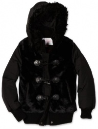 Jessica Simpson Coats Girls 7-16 Faux Fur Vest/Jacket, Black, Medium