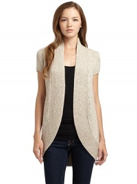 THE LOOKMarled designRibbed shawl collarShort sleeves Open frontCircle hemTHE FITAbout 28 from shoulder to hemTHE MATERIAL35% viscose/29% lamb wool/20% nylon/8% cashmere/8% rabbit hairCARE & ORIGINHand washImportedModel shown is 5'9½ (176cm) wearing US size Small. THE LOOKMarled designRibbed shawl collarShort sleeves Open frontCircle hemTHE FITAbout 28 from shoulder to hemTHE MATERIAL35% viscose/29% lamb wool/20% nylon/8% cashmere/8% rabbit hairCARE & ORIGINHand washImportedModel shown is 5'9½ (176cm) wearing US size Small.