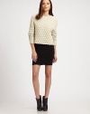 Lovely, lace-embossed crewneck in a lightweight wool blend. CrewneckLong sleeves60% merino wool/38% polyamide/2% elastaneDry cleanImported of Italian fabricModel shown is 5'10 (177cm) wearing US size Small.