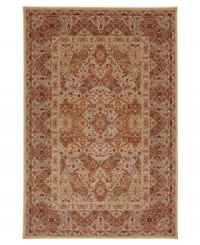 Grand-scale style rich with meticulous details. This elegant area rug from Karastan interprets timeless designs in a fresh, crisp palette of soft camel hues, woven from a lush nylon pile that delivers softness underfoot and superb resistance to everyday wear. Grand-scale style rich with meticulous details. This elegant area rug from Karastan interprets timeless designs in a fresh, crisp palette of soft camel hues, woven from a lush nylon pile that delivers softness underfoot and superb resistance to everyday wear.