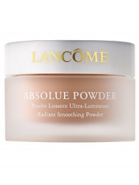 Absolue Powder Radiant Smoothing Powder. See the radiance: Skin is even-toned and looks absolutely luminous. Innovative Color Clarity technology, with soft-focus micro-sparkles, optimizes the effects of light and diminishes the appearance of imperfections for a naturally even and glowing complexion. The unique formula comforts skin and reduces tightening and drying. Skin is wrapped in a luxuriously soft powder veil.
