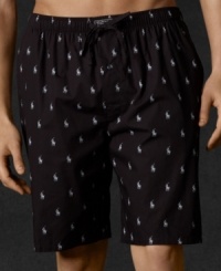 A relaxed-fitting sleep short is tailored from crisp woven cotton with an allover pony print for an iconic look. A relaxed-fitting sleep short is tailored from crisp woven cotton with an allover pony print for an iconic look.