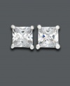 A touch of ice makes your ensemble more than nice. Studs by B. Brilliant feature glittering princess-cut cubic zirconia (2 ct. t.w.). Earrings set in sterling silver.