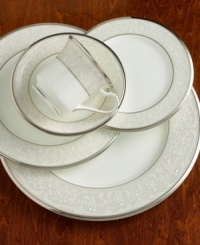 For more than 90 years, Noritake has made an art of setting the table. Whether you host gala home soirees or prefer to dine casually with the family, Noritake has a perfect tabletop setting for you. The formal Silver Palace place settings collection is a masterpiece of textural contrast, combining smooth white bone china with a band of embossed, silver-trimmed detailing, lavishly finished with a polished platinum rim. For more than 90 years, Noritake has made an art of setting the table. Whether you host gala home soirees or prefer to dine casually with the family, Noritake has a perfect tabletop setting for you. The formal Silver Palace place settings collection is a masterpiece of textural contrast, combining smooth white bone china with a band of embossed, silver-trimmed detailing, lavishly finished with a polished platinum rim.