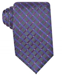 Follow the easy path to style with this grid-patterned silk tie from Geoffrey Beene. Follow the easy path to style with this grid-patterned silk tie from Geoffrey Beene.