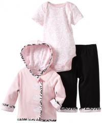 Offspring- Baby Girls Newborn Rosette 3 Piece Jacket Set, Black Multi, 9 Months Offspring- Baby Girls Newborn Rosette 3 Piece Jacket Set, Black Multi, 9 Months