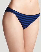 Statement stripes come about on Juicy Couture's nautically-inspired bikini bottom. Whether by land or sea, this charming piece makes for a playful plunge.