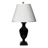 Stately and splendid, this lamp, fashioned in black acrylic with gold finish brings a resplendent quality to any room.