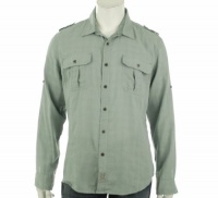 Calvin Klein Jeans Men's Solid Double Layer Long Sleeve Woven Shirt Calvin Klein Jeans Men's Solid Double Layer Long Sleeve Woven Shirt