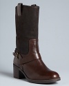 Moto meets equestrian in these elegant Lauren Ralph Lauren boots, polished with harness and pull tab details.