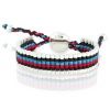 Silvertone Circle with Red, Blue and Black Cord Adjustable Friendship Bracelet